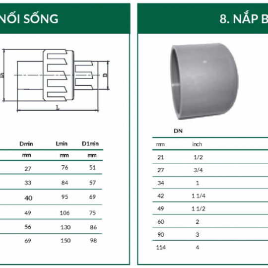 Khớp nối sống- nắp bịt