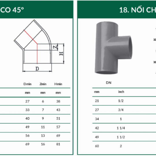 CO 45 ĐỘ - NỐI CHỮ TÊ