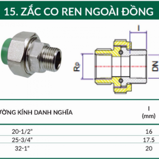 ZẮC CO REN NGOÀI ĐỒNG